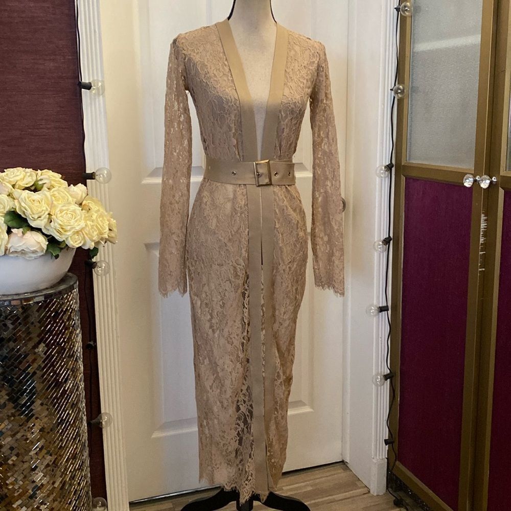 Mind Code lace belted duster, S